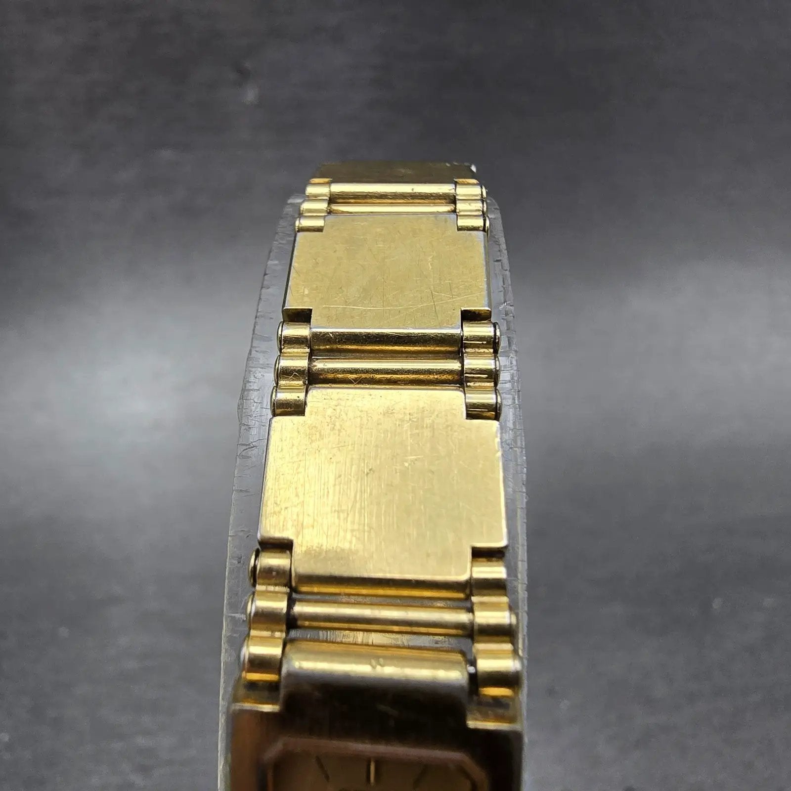 Seiko Watch Women 13mm Champagne Dial Gold Tone Square 1E20-5200 New Battery VTG4