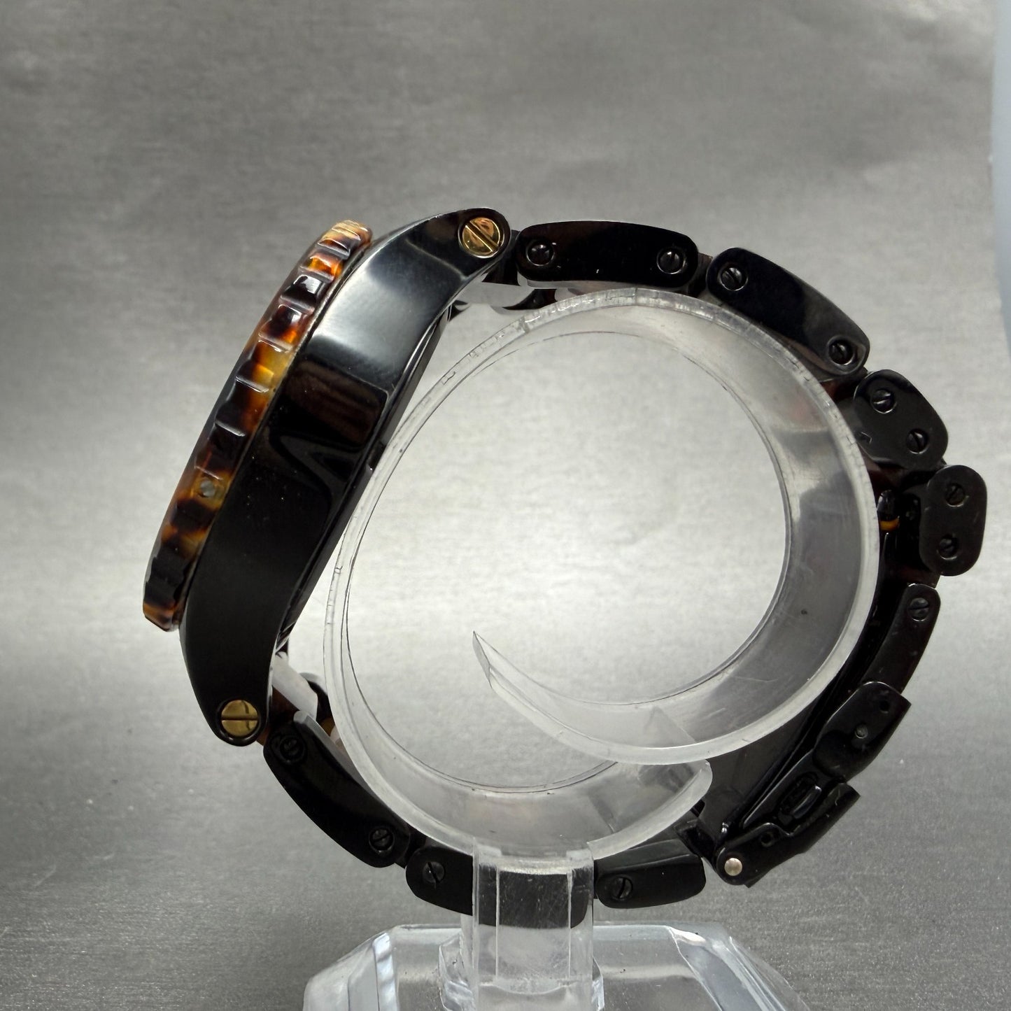 Nixon 42-20 Chrono Watch Women 42mm Black Dial Black Tortoise Date PARTS!!!!!!!!7