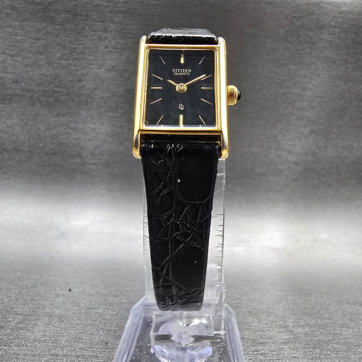 Citizen Tank Watch Women 17mm Black Dial Gold Rectangle 3220-945174 New Battery5