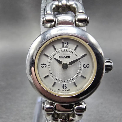 Coach Watch Women 22mmm Silver Dial Steel Round Leather W024PARTS0