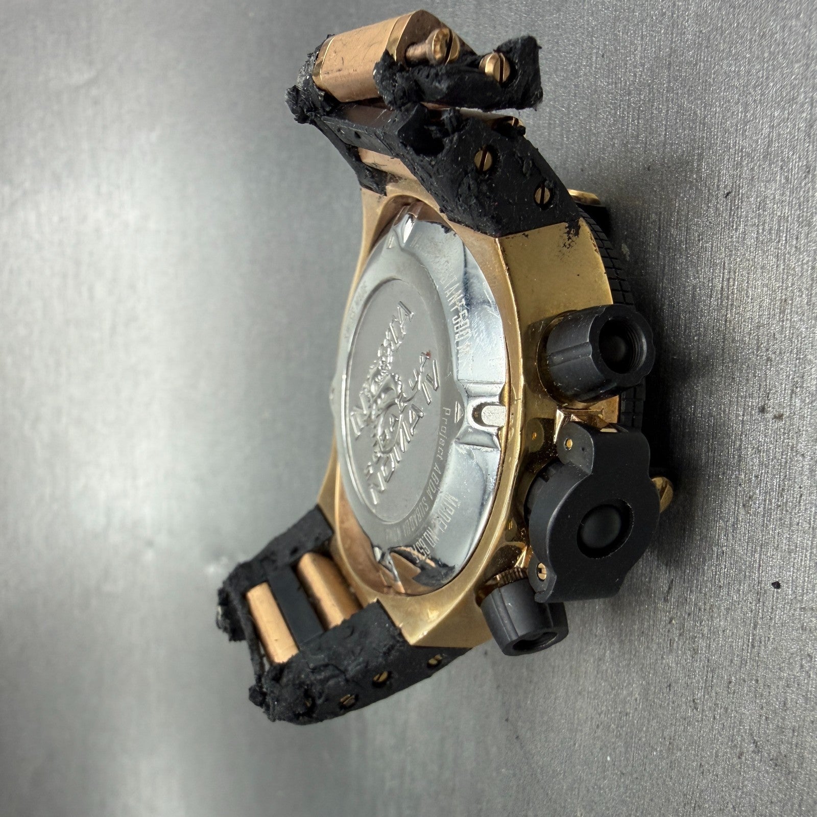 Invicta Subaqua Noma IV Chronograph Watch Men 50mm Black Dial Gold Tone New Batt9