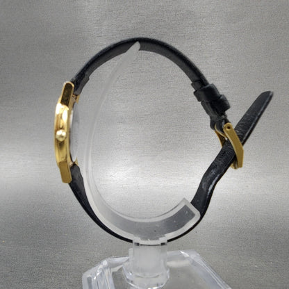 Movado Muesum Watch Women 25mm Black Dial Gold Tone Round 87 A1 845 New Battery6