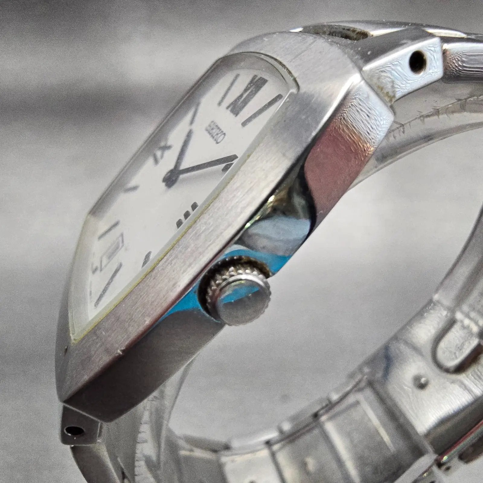 Seiko Watch Men 34mm White Dial Silver Tone Date Rectangle 7N39-0AS0 New Battery2