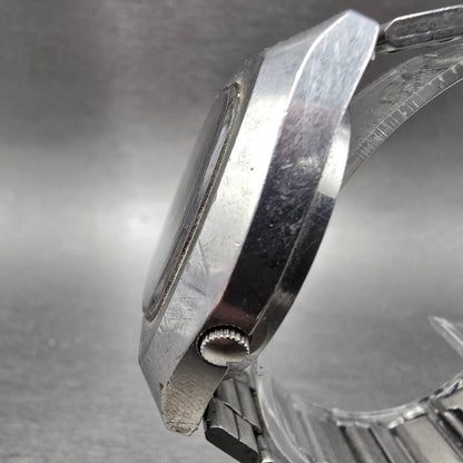 Seiko Automatic Watch Men 37mm Blue Dial Silver Daydate 7009-5059 Oval Runs VTG2