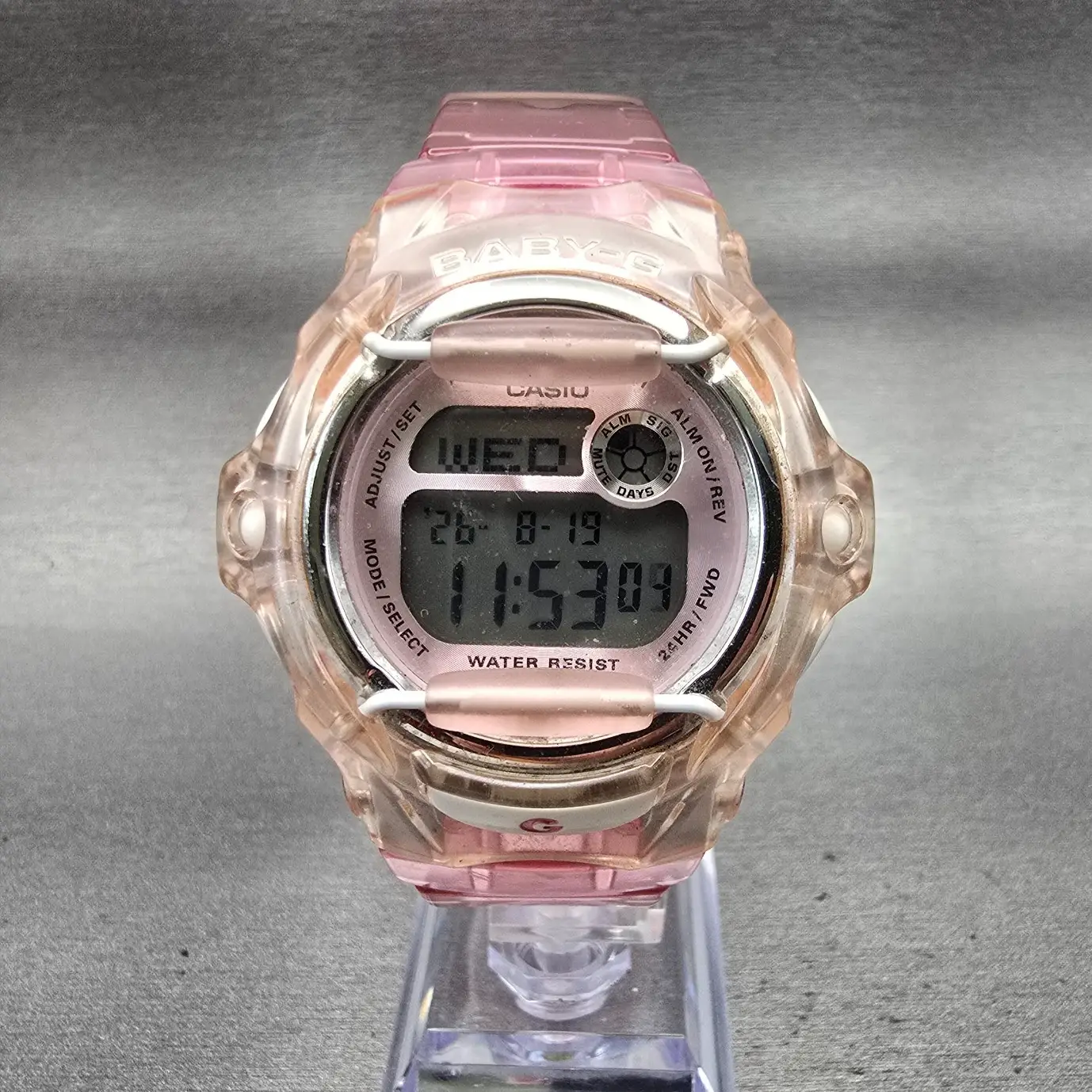Casio Baby-G GB-169U Watch Women 43mm Pink Dial Clear Case Chrono Alarm New Batt0