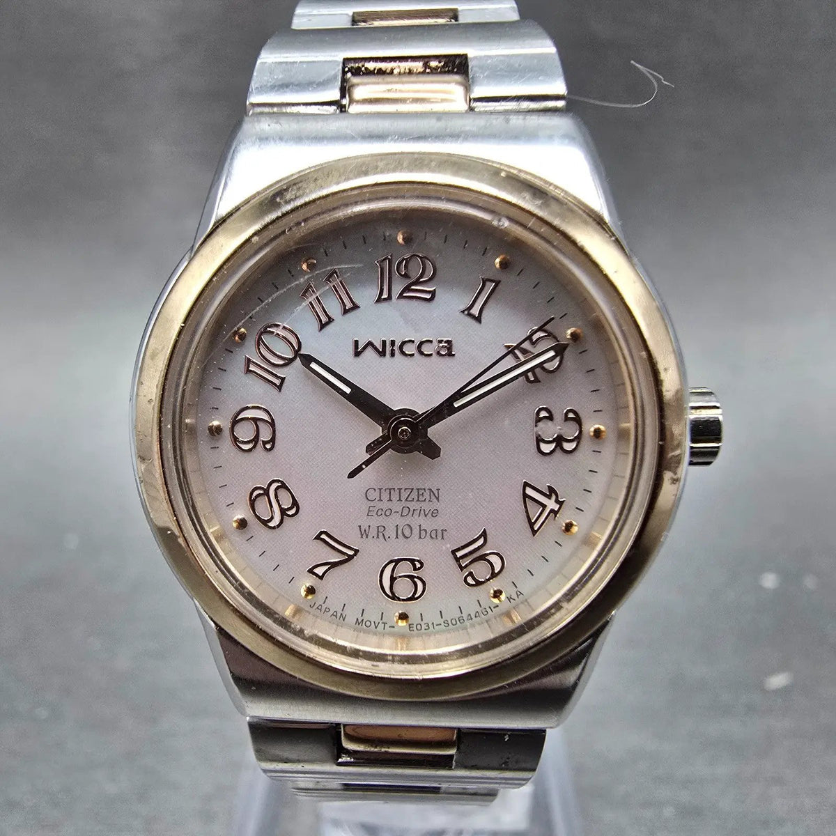 Citizen Eco-Drive Wicca Watch Women 24mm MOP Dial Two Tone Round Works JDM2
