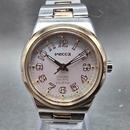 Citizen Eco-Drive Wicca Watch Women 24mm MOP Dial Two Tone Round Works JDM2