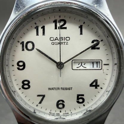 Casio MQ-514 Watch Men 33mm Silver Dial Silver Tone Round Daydate New Battery AD1