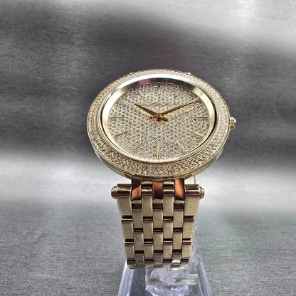 Michael Kors Darci Watch Women 39mm Gold Dial Gold Tone Gemmed MK-3438 New Batt5