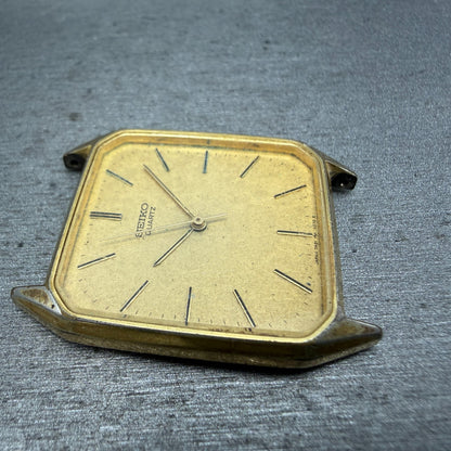 Seiko Tank Watch Men 27mm Champagne Dial Gold Tone Rectangle 7431-5049 PARTS4