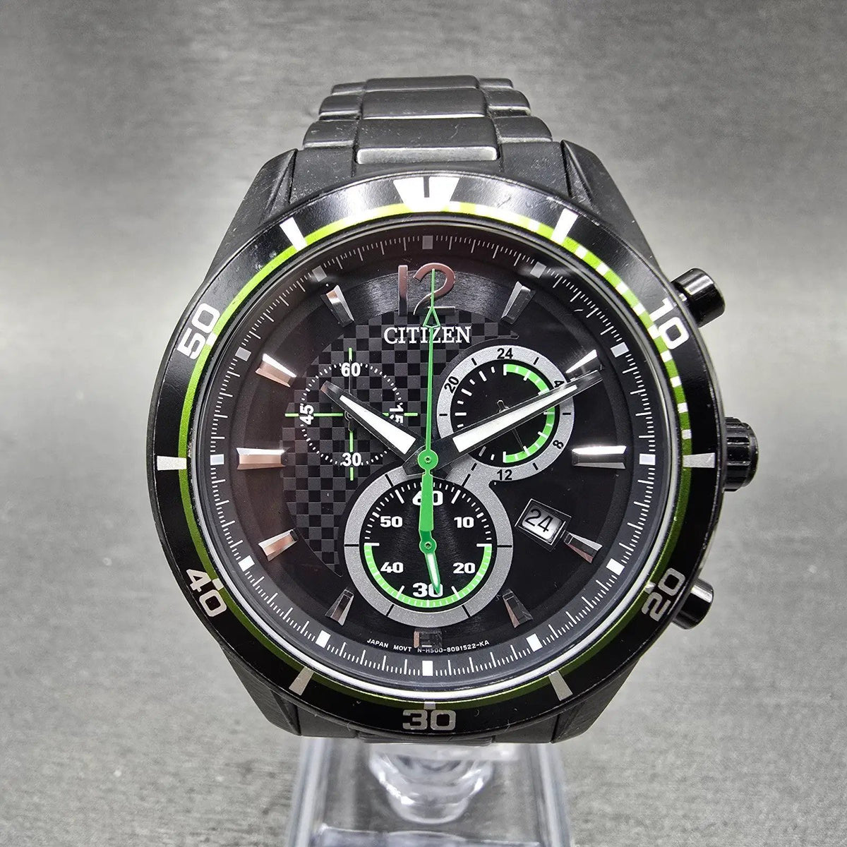Citizen Eco-Drive Chronograph Watch Men 40mm Black Dial Black Tone Date Works0