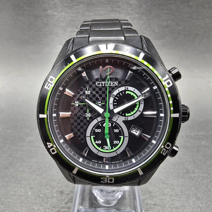 Citizen Eco-Drive Chronograph Watch Men 40mm Black Dial Black Tone Date Works0