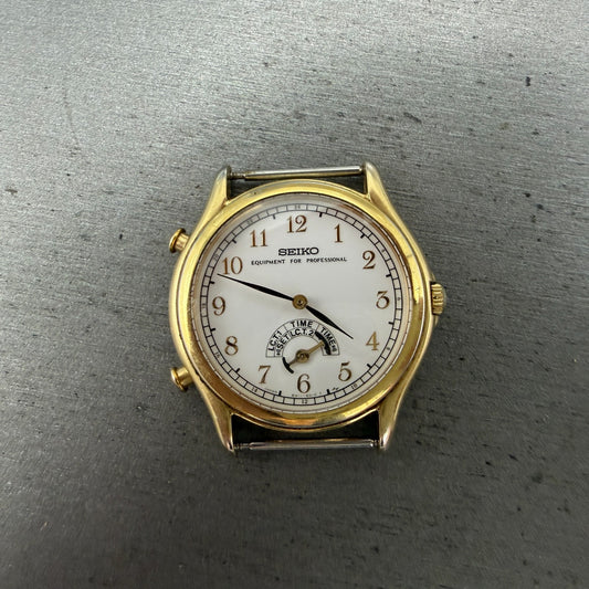 Seiko Equipment For Protentional Watch Men 35mm White Dial Gold Tone PARTS VTG0