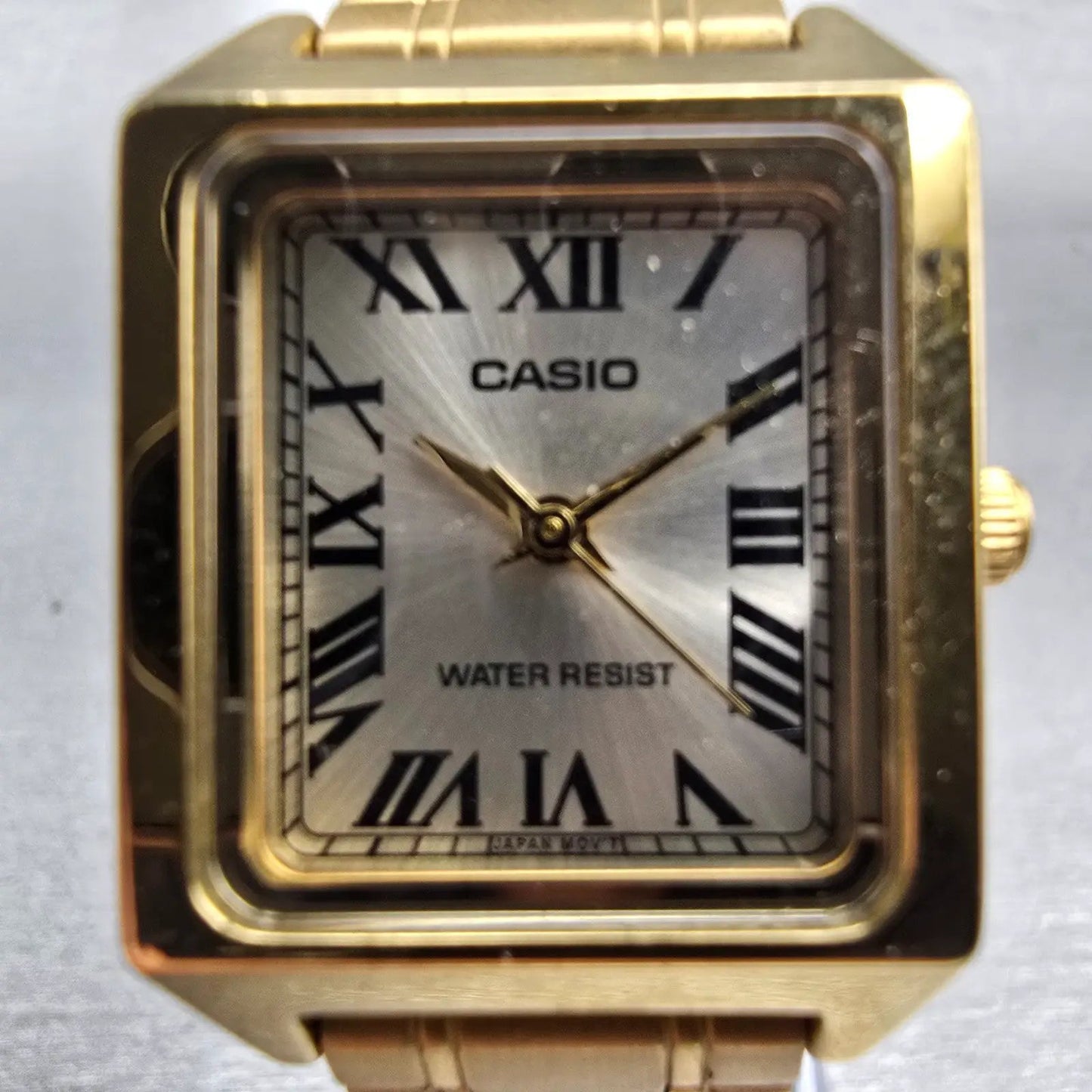 Casio Tank Watch Women 22mm Silver Dial Gold Tone Rectangle LTP-V007 New Battery1