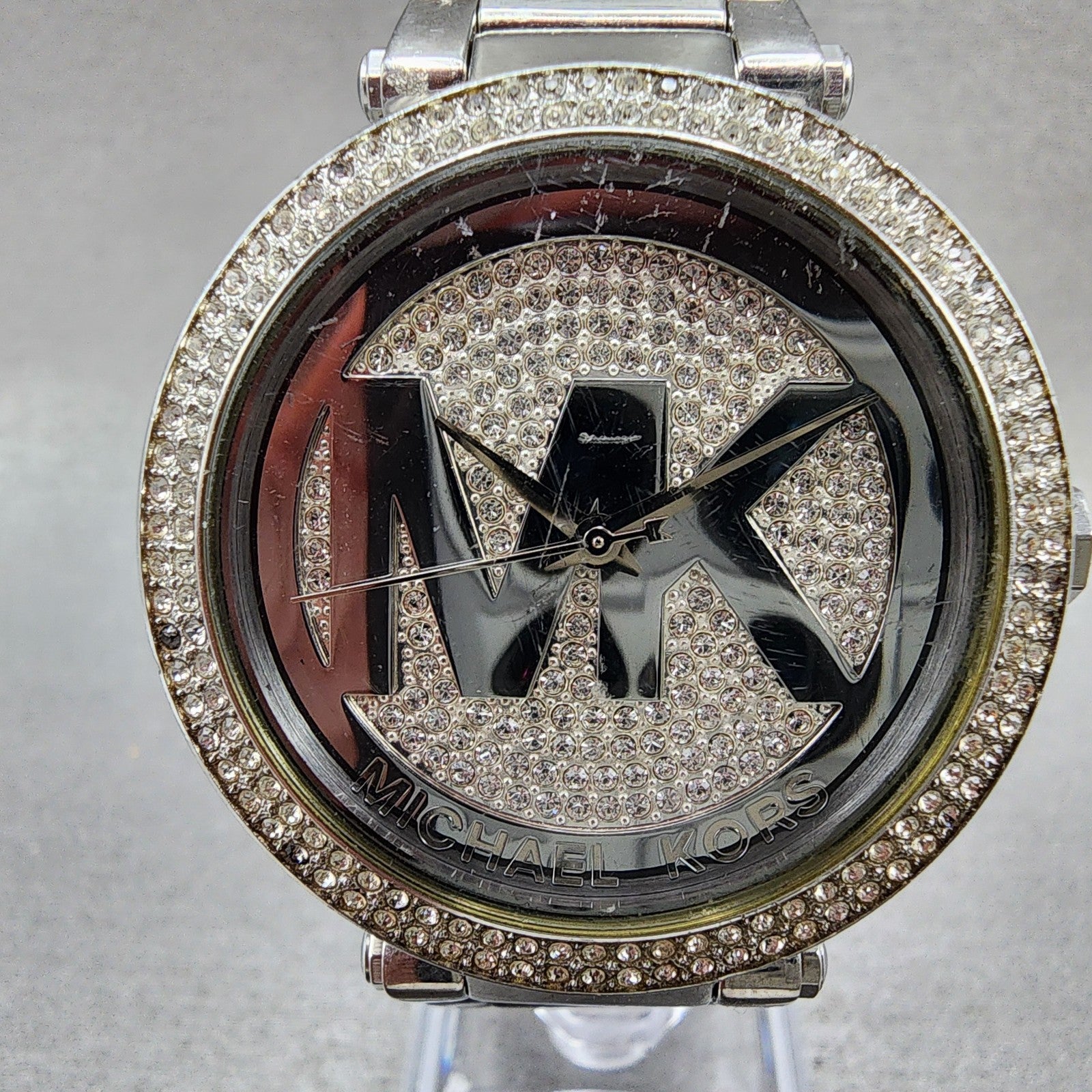 Michael Kors Parker Watch Women 39mm Silver Dial Silver Tone Round New Battery1