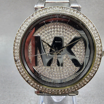 Michael Kors Parker Watch Women 39mm Silver Dial Silver Tone Round New Battery1