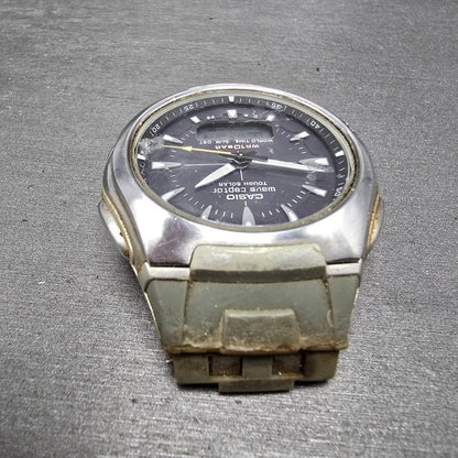 Casio Waveceptor WVA-430J Watch Men 43mm Black Dial Silver Alarm Chrono PARTS4