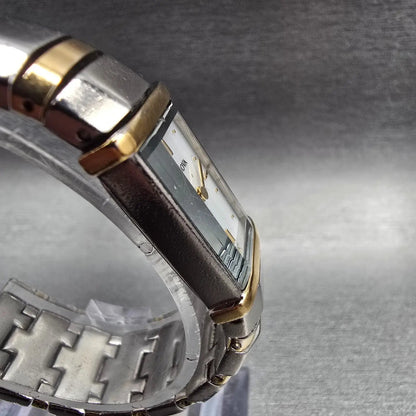 Bulova Watch Women 15mm White Dial Two Tone Rectangle 98T31 New Battery3