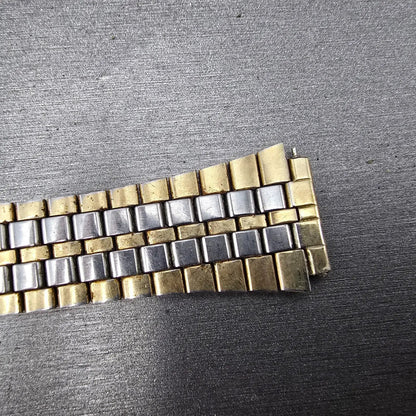 Seiko SQ Bracelet 17mm Stainless Steel Two Tone Tri Folding Clasp VTG Japan B2741
