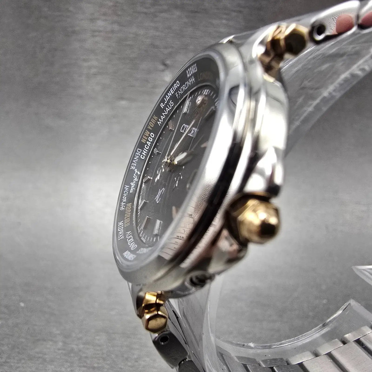 Citizen XC Atomic Solar Watch Women 29mm Black Dial Two Tone Date Round PARTS3