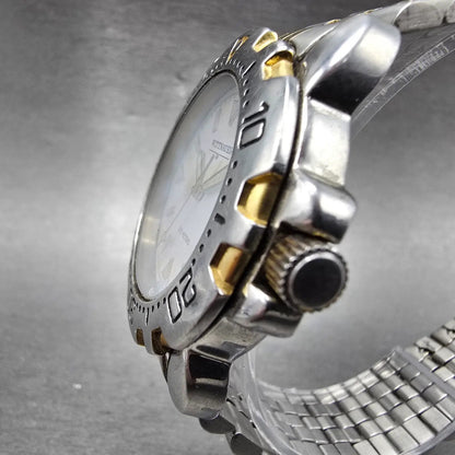 Wittnauer Dive Watch Men 38mm White Dial Two Tone Date Round New Battery VTG2