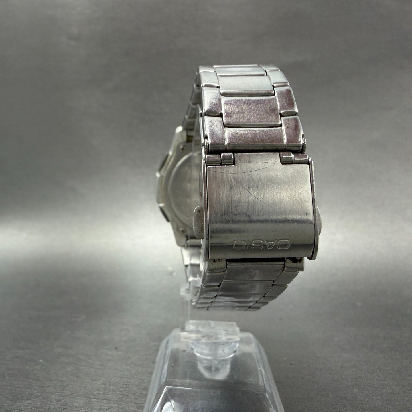 Casio Wave Ceptor Watch Men 42mm White Dial Steel Solar Analog Digital Works YUY7