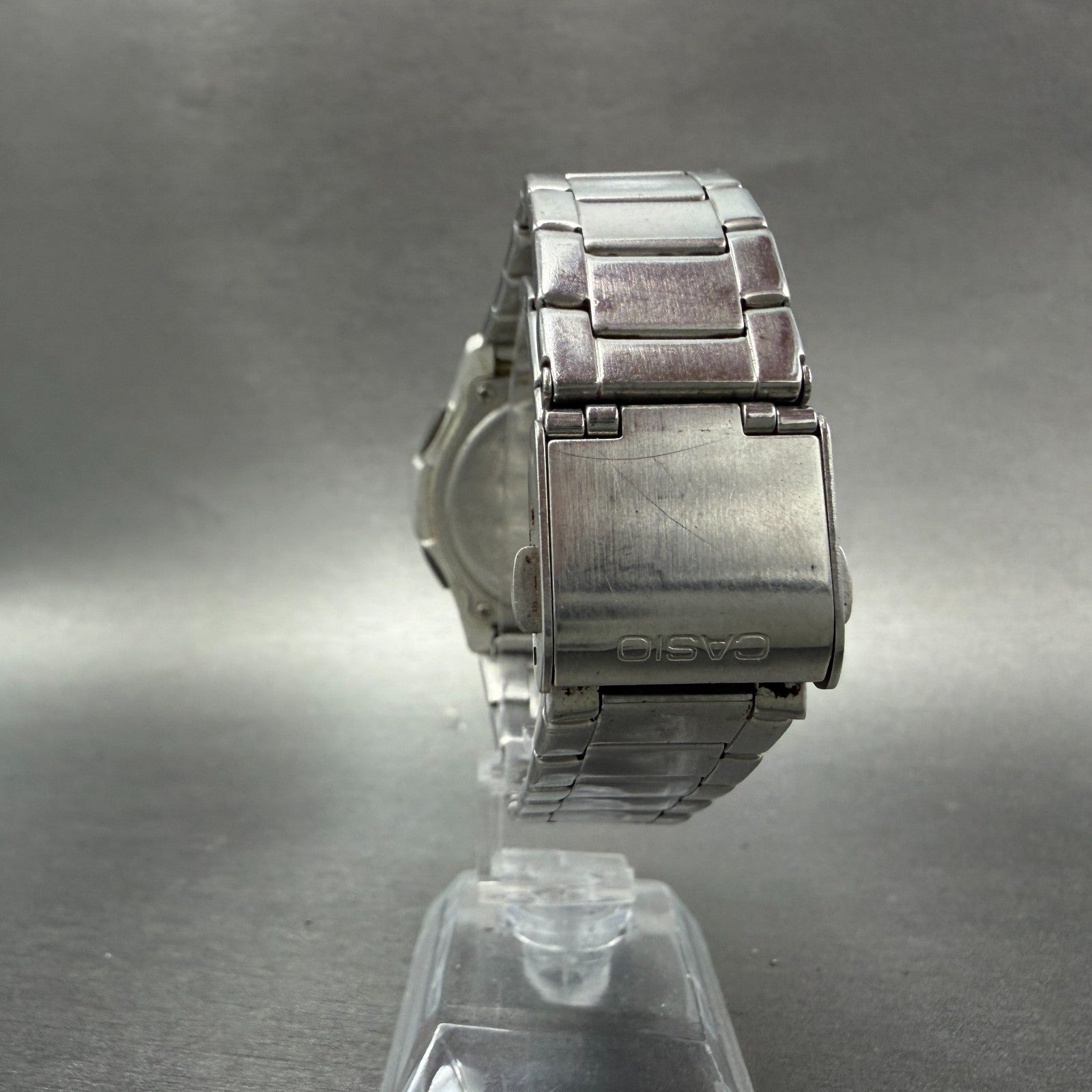 Casio Wave Ceptor Watch Men 42mm White Dial Steel Solar Analog Digital Works YUY7