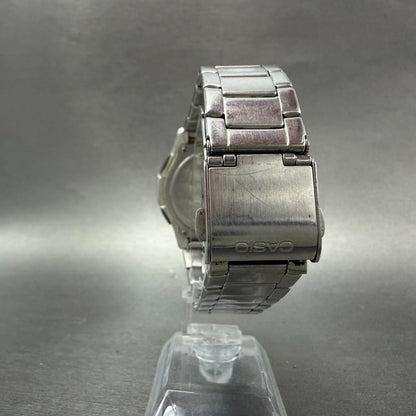 Casio Wave Ceptor Watch Men 42mm White Dial Steel Solar Analog Digital Works YUY7