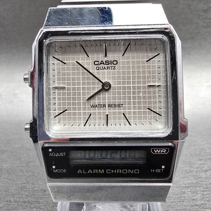 Casio AQ-800E Watch Men 31mm Silver Dial Silver Tone Chrono Alarm New Battery1