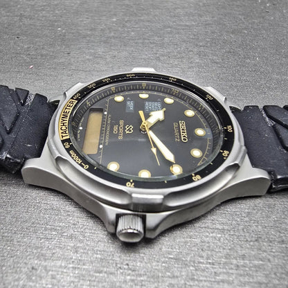 Seiko Sports 150 Ani Digi Dive Watch Men 40mm Black Dial Steel H601-802A PARTS4
