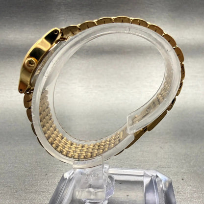 Seiko Watch Women 17mm Black Dial Gold Tone Round V401-0289 New Battery Vintage6