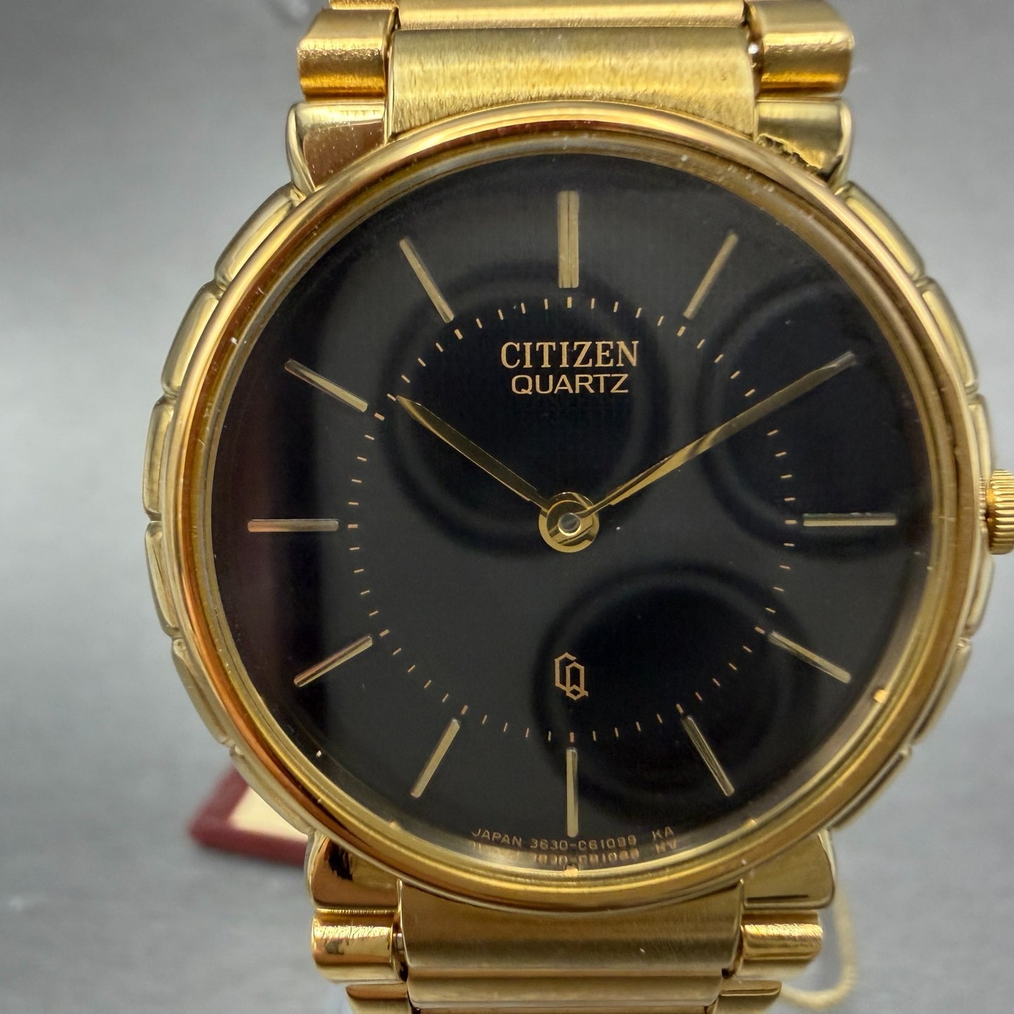 Citizen CQ Watch Unisex 30mm Black Dial Gold Tone Round 3620-364601 NewBat NOS1