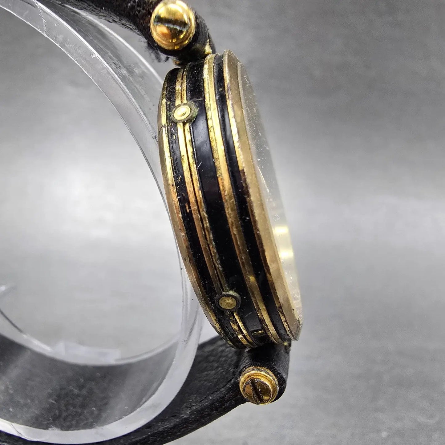Gucci Triple Calendar Moon Phase Watch Men 30mm White Dial Gold Plated PARTS VTG4