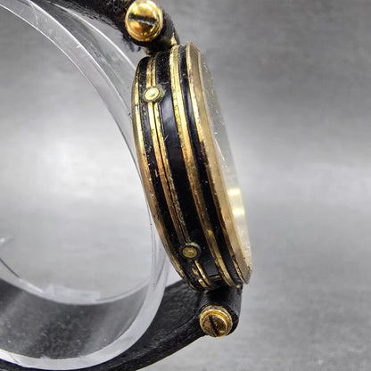 Gucci Triple Calendar Moon Phase Watch Men 30mm White Dial Gold Plated PARTS VTG4