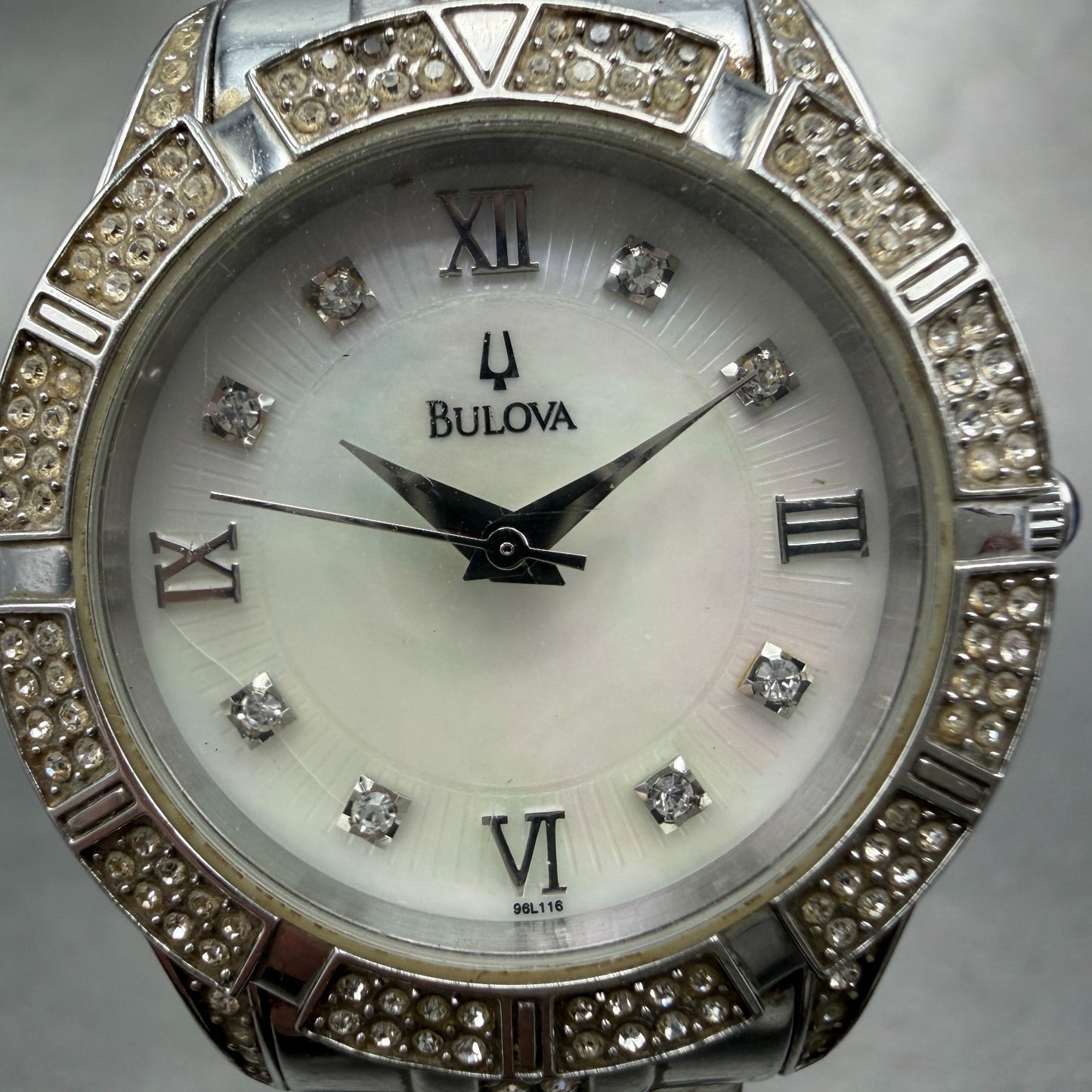 Bulova Watch Women 30mm MOP Dial Silver Tone Round 96L116 New Battery Crystals1