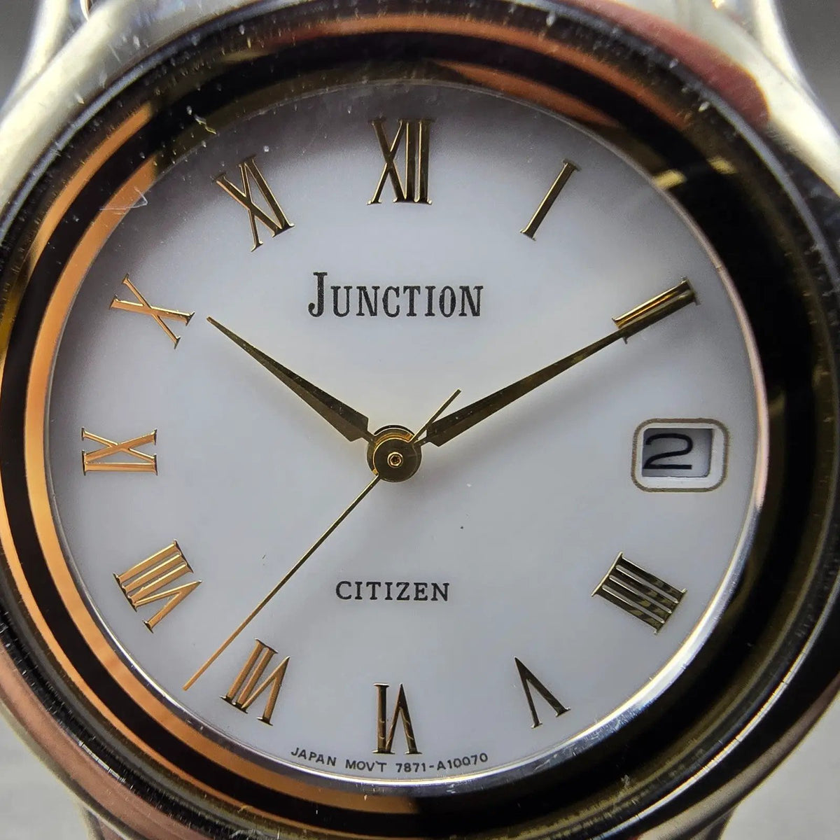 Citizen Junction Eco-Drive Watch Men 34mm White Dial Silver Date Round 7871 Runs1