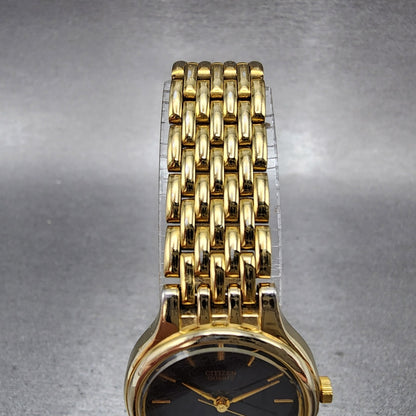 Citizen Watch Women 24mm Black Dial Gold Tone Round 6031K06894 New Battery4
