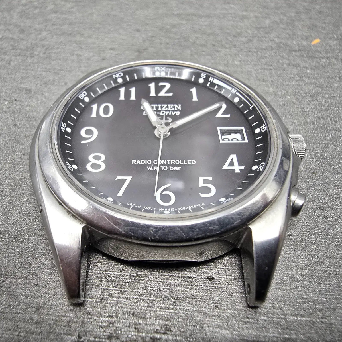 Citizen Eco-Drive Watch Men 38mm Black Dial Steel Atomic Round Date READ!!!!!! J3