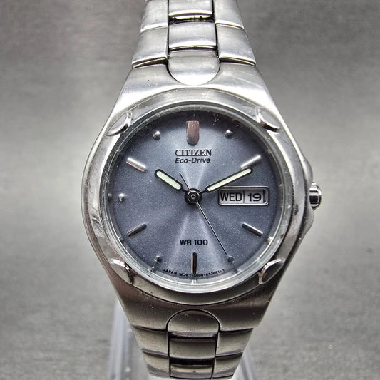 Citizen Eco-Drive Watch Women 25mm Silver Dial Steel Daydate E001-K17560 Runs0