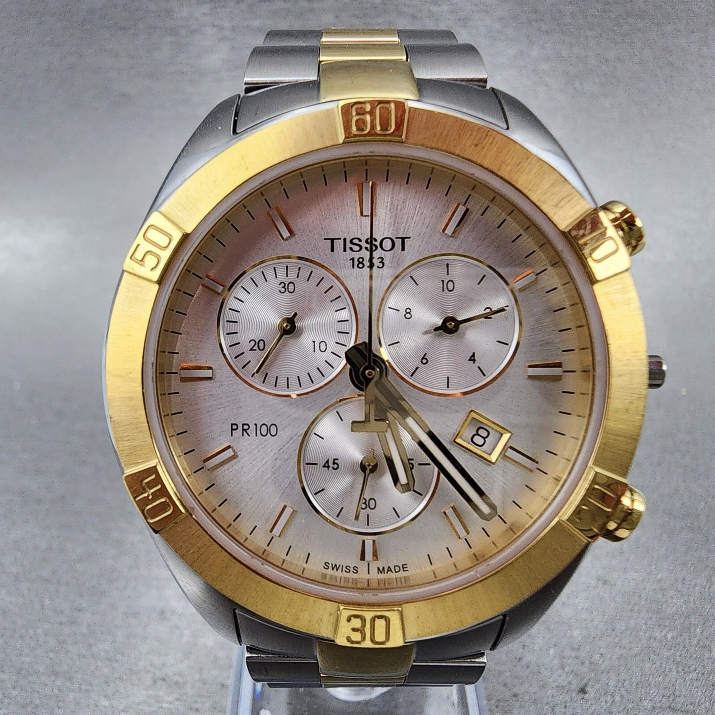 Tissot PR100 Chronograph Watch Women Silver Dial TwoTone T101.917.22.031.00 PART2