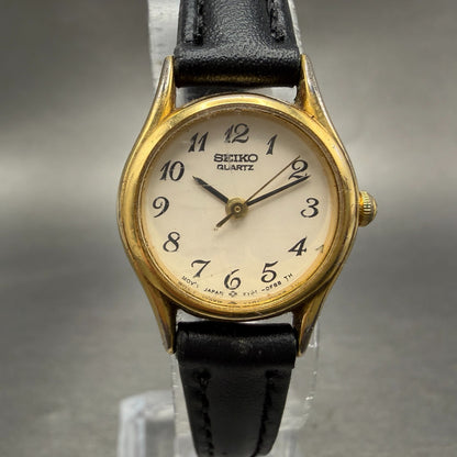 Seiko Watch Women 20mm White Dial Gold Tone Round 2Y01-0A19 New Battery VintageM0