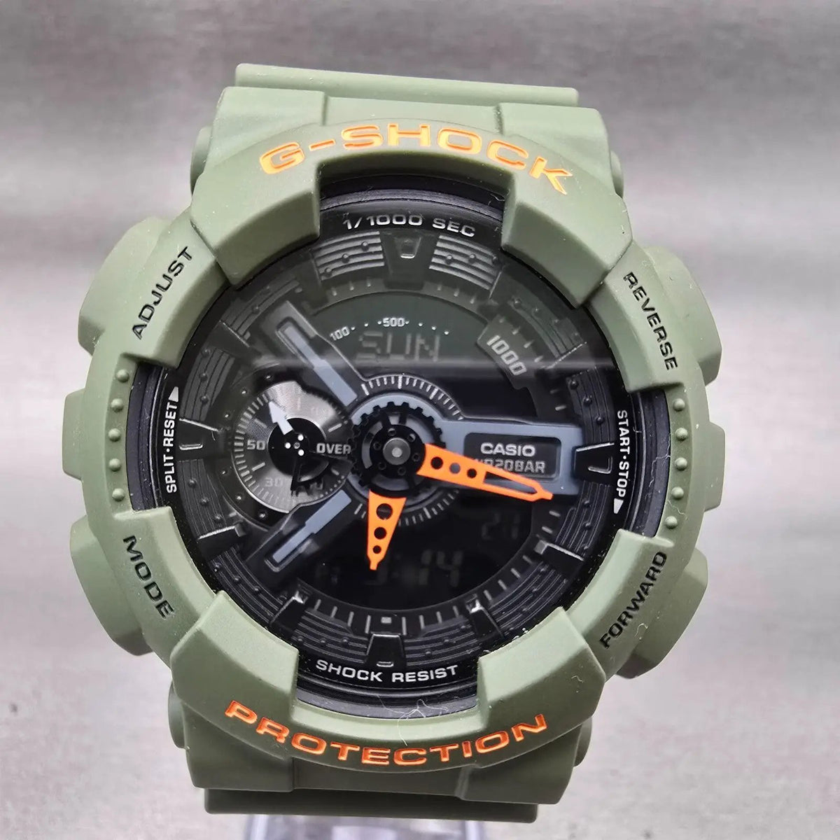 Casio G-Shock GA-110LN Watch Men 51mm Black Dial Green Chrono Alarm New Battery1