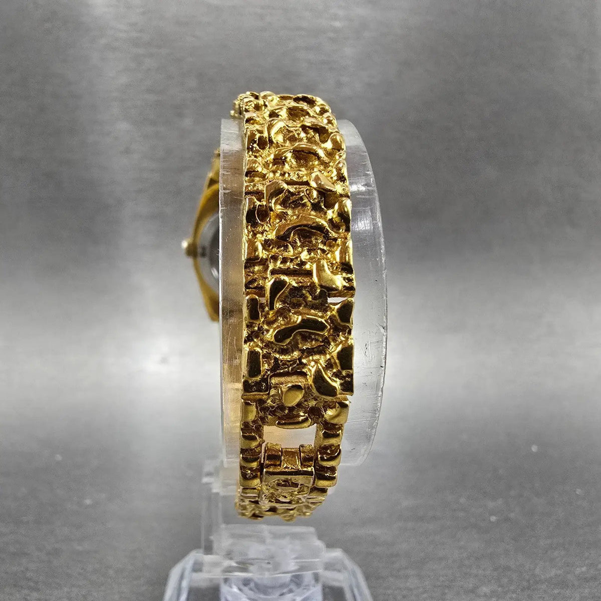 Gruen Watch Women 24mm Gold Dial Gold Nugget Case Tone New Battery VTG7