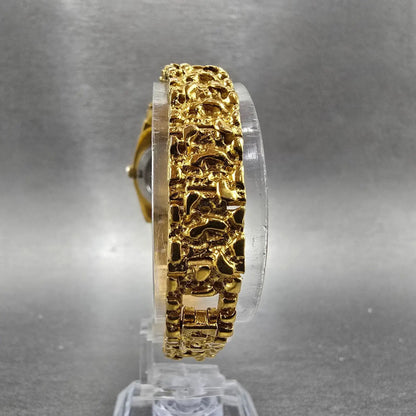 Gruen Watch Women 24mm Gold Dial Gold Nugget Case Tone New Battery VTG7