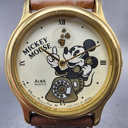 Seiko Alba Mickey Mouse Watch Women 29mm Cream Dial Gold Tone V2540020 New Batt1