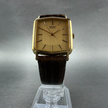 Seiko Watch Men 26mm Champagne Dial Gold Tone Rectangle 8621-5019 PARTS Vintage6