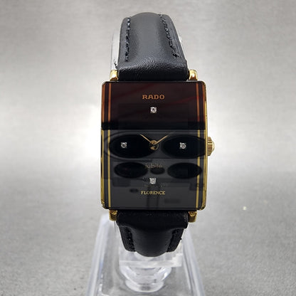 Rado Jubile Tank Watch Women 18mm Black Dial Gold Tone 153.3602.2 New Battery0