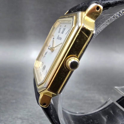 Bulova Tank Watch Men 25mm White Dial Gold Tone Date Octagon 92S10 New Battery2