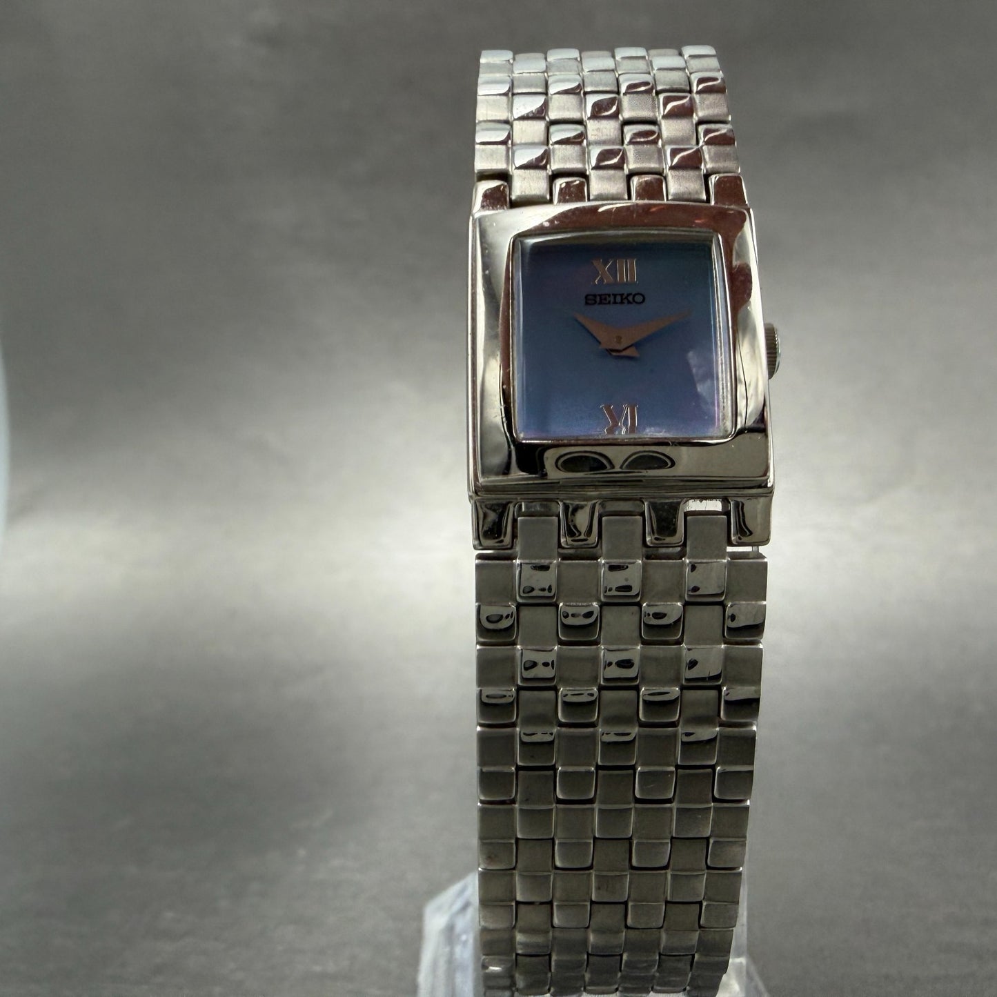 Seiko Tank Watch Women 19mm MOP Dial Silver Tone Square 1N00-5010 New Battery5
