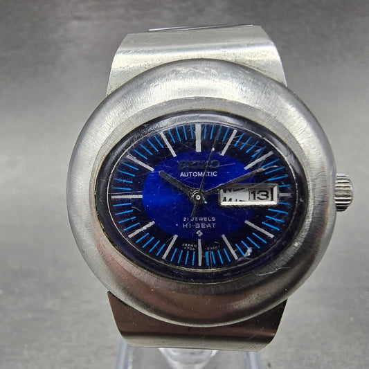 Seiko Automatic Watch Women 31mm Blue Dial Silver Tone READ!!!!!! 2706-7020 Runs0